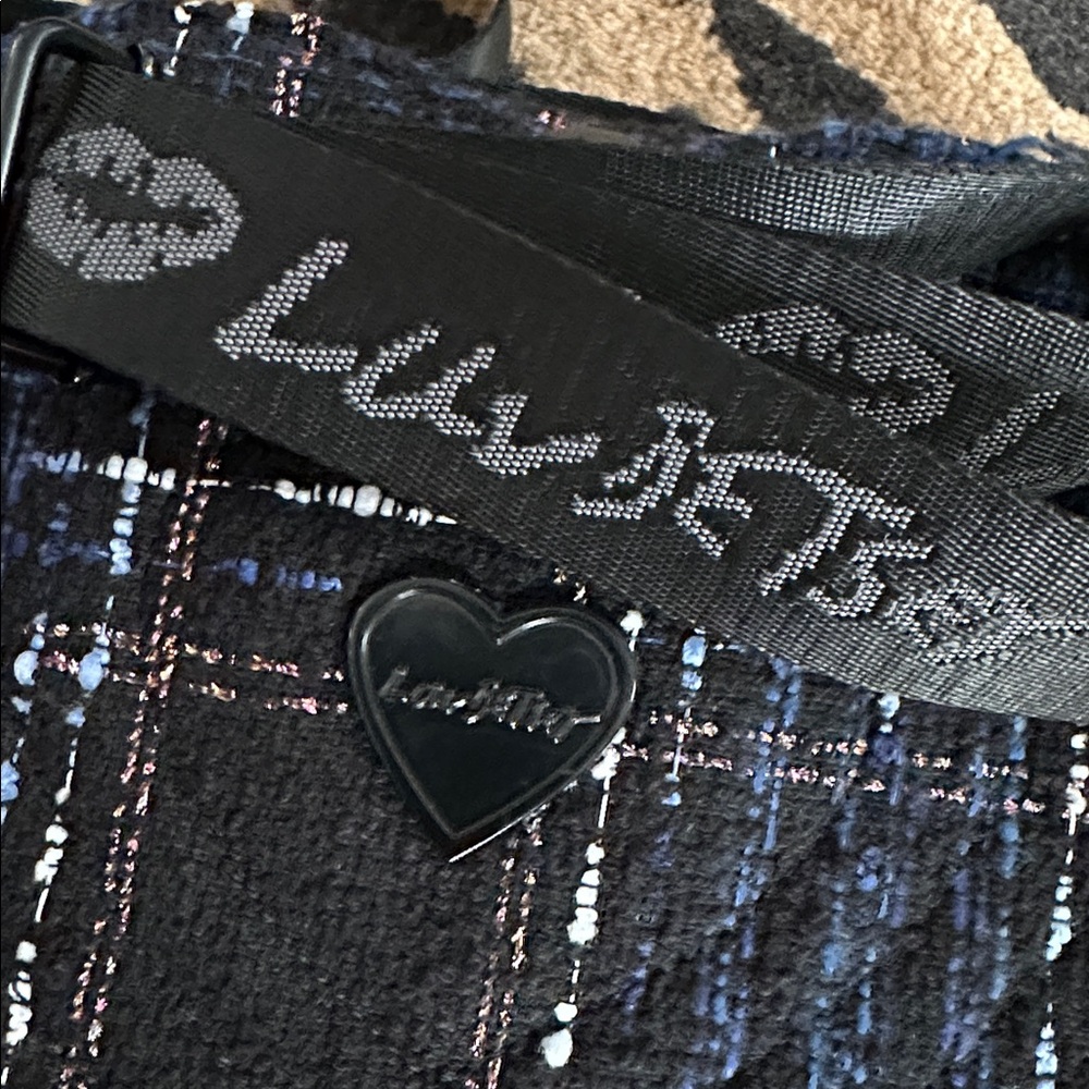 Luv Betsey Heart Crossbody Bag in Navy Tweed Plaid w/Guitar Strap • NWOT - Picture 3 of 8